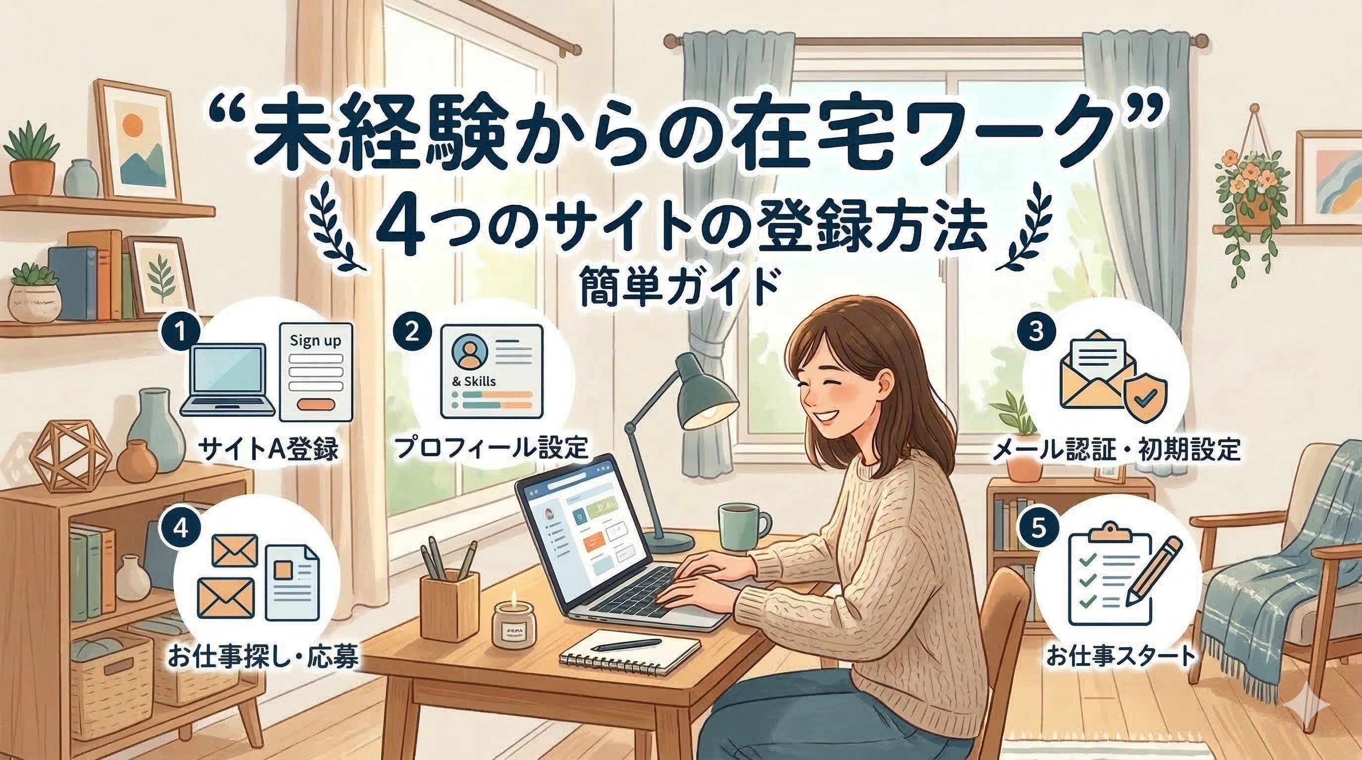 【完全ガイド】在宅ワークサイト4社の登録手順と失敗しない始め方｜初心者が今日からできる3つのルール